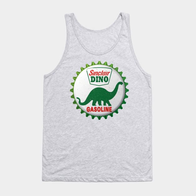 Sinclair Dino Gasoline Bottle Cap Retro T-Shirt Tank Top by funkymonkeytees